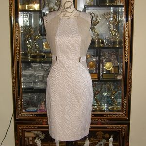 CALVIN KLEIN BEIGE TAPESTRY PRINT DRESS 4